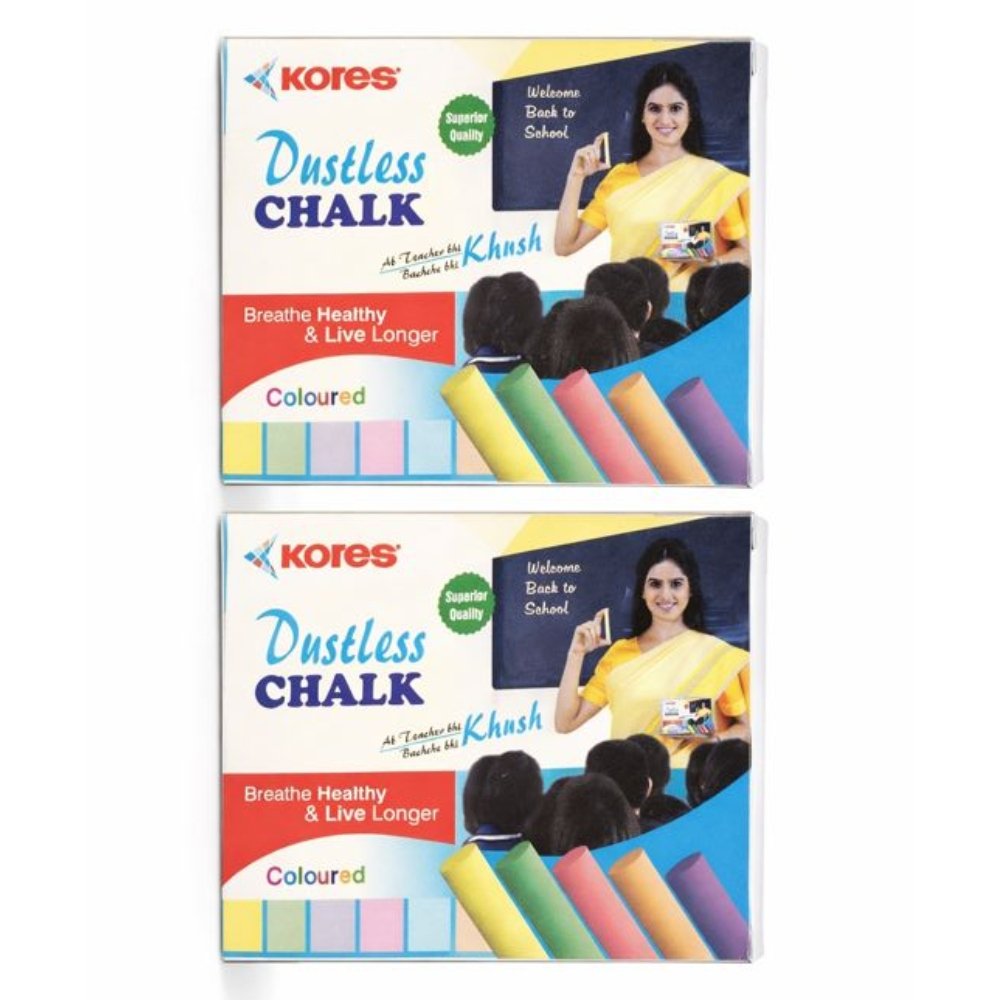 Kores Dustless Colour Chalk pack of 2