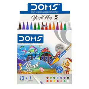 DOMS 14 Shades Brush Pen Box Pack |  Super Soft  Tip With Brilliant Colors |  Water Based Ink Which 